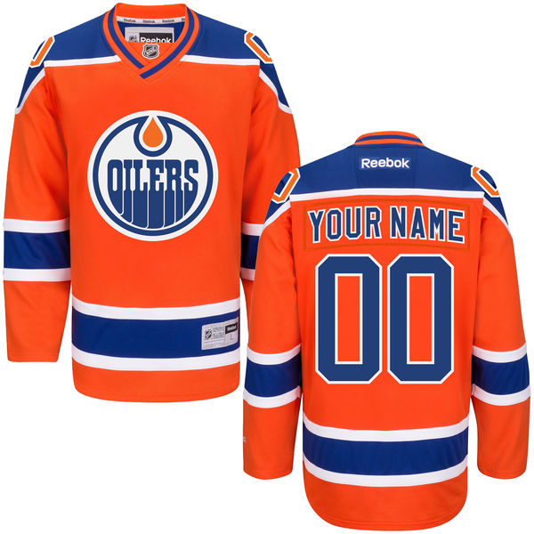 Womens Edmonton Oilers Reebok Orange Custom Premier Alternate Jersey->->Custom Jersey